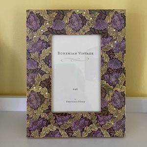 Sheffield Home 4” x 6” Picture Frame Bohemian Vintage Modern Purple Green Floral